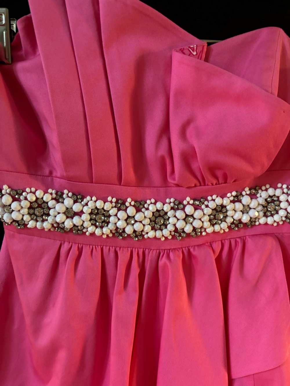 Lilly Pulitzer Pink Strapless Pearl-Embellished Faux-Wrap Dress - Picture 3 of 12
